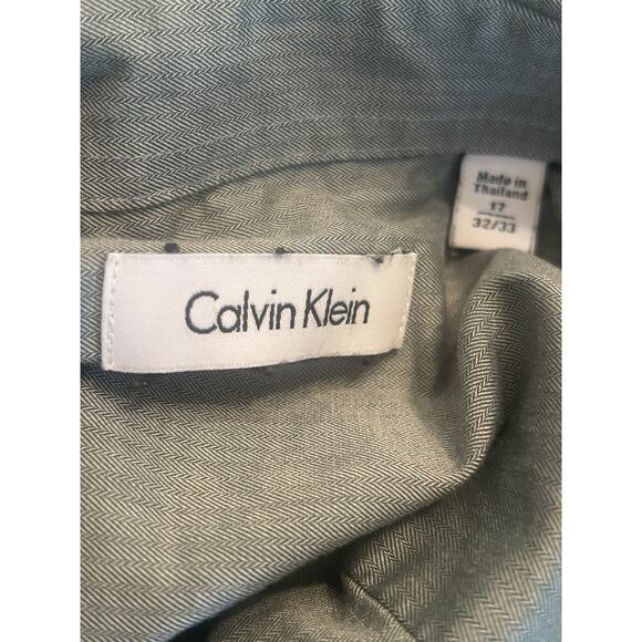 Calvin‎ Klein Light Green Long Sleeve Button-Up Shirt Men's 17 32/33 - Picture 5 of 5